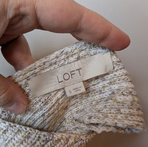 LOFT Beige Cream Multitone Knit Sleeveless Top Women Small *flaw - Picture 3 of 8